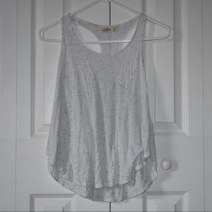 Hollister White and Black Dotted Print Tank